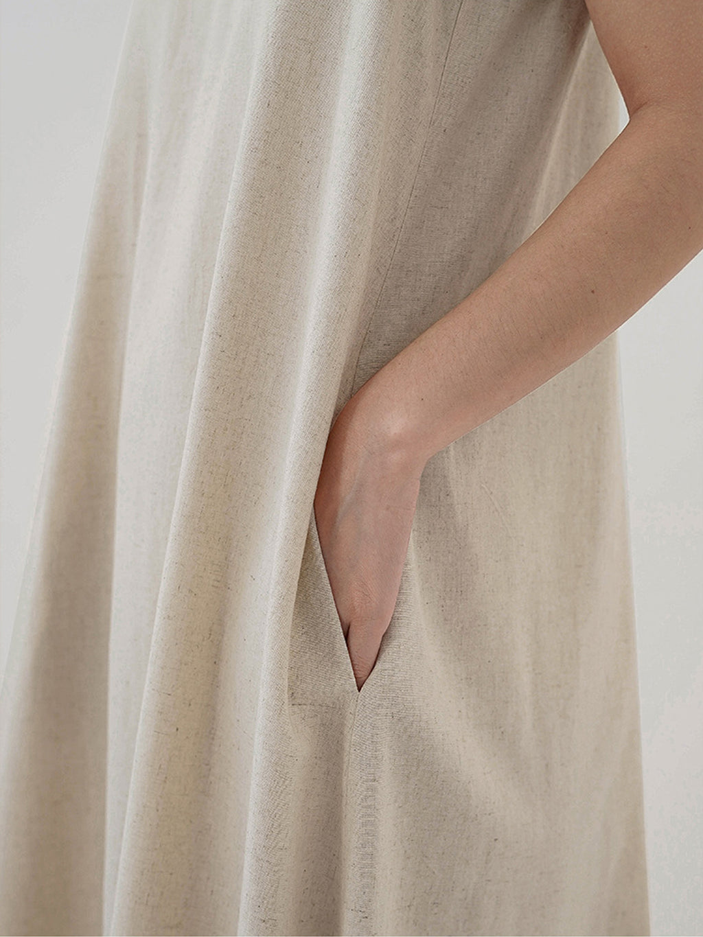 Open Back Draped Linen Dress