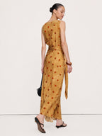 Polka-Dot Tie-Waist Wrap Maxi Dress