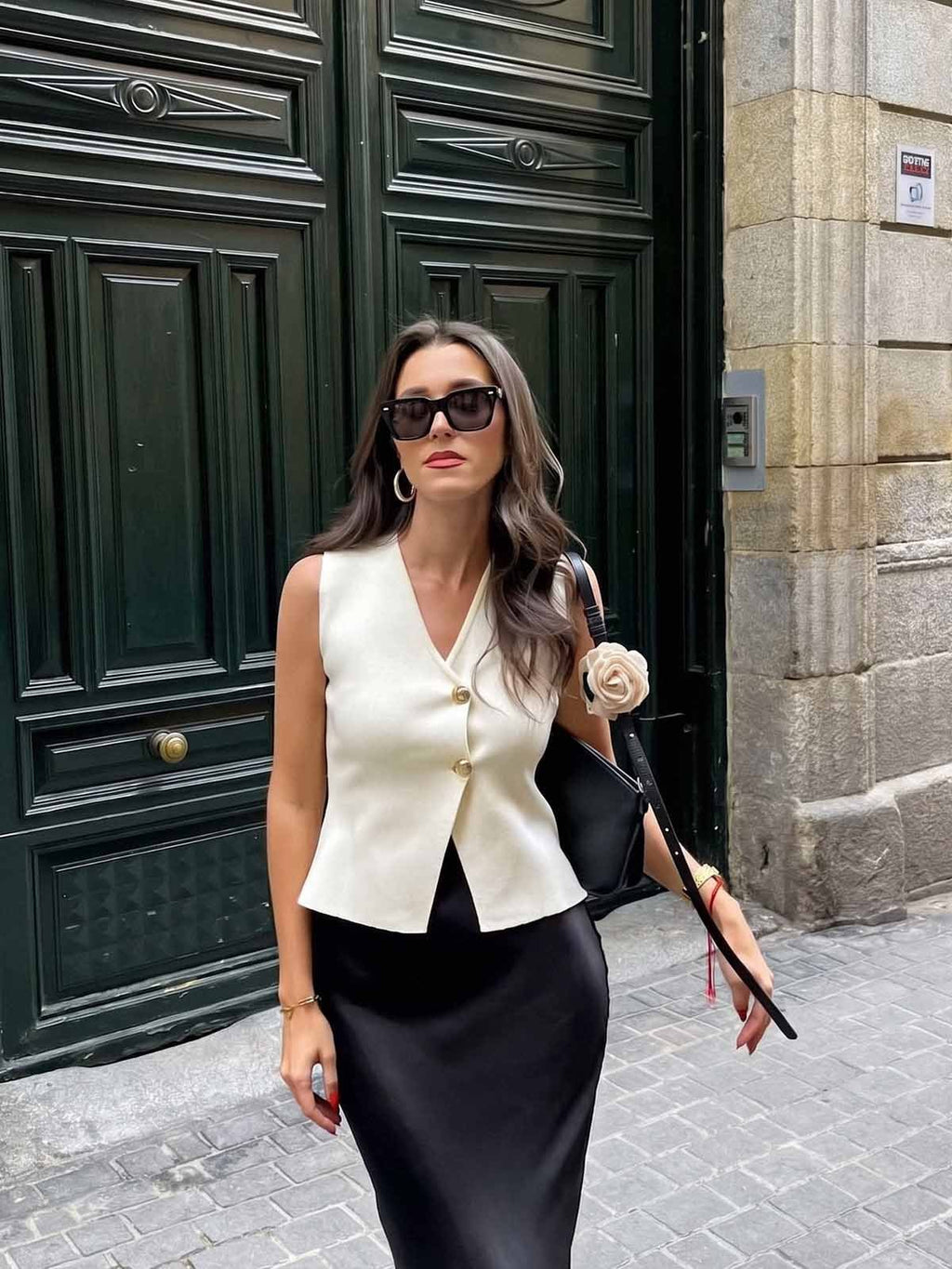 Wool Blend Knit Vest Midi Skirt Set