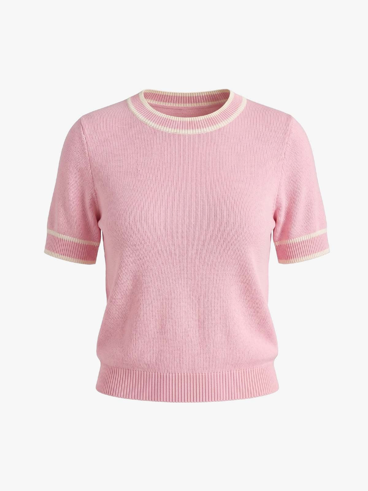 Pink Cropped Knit Sweater