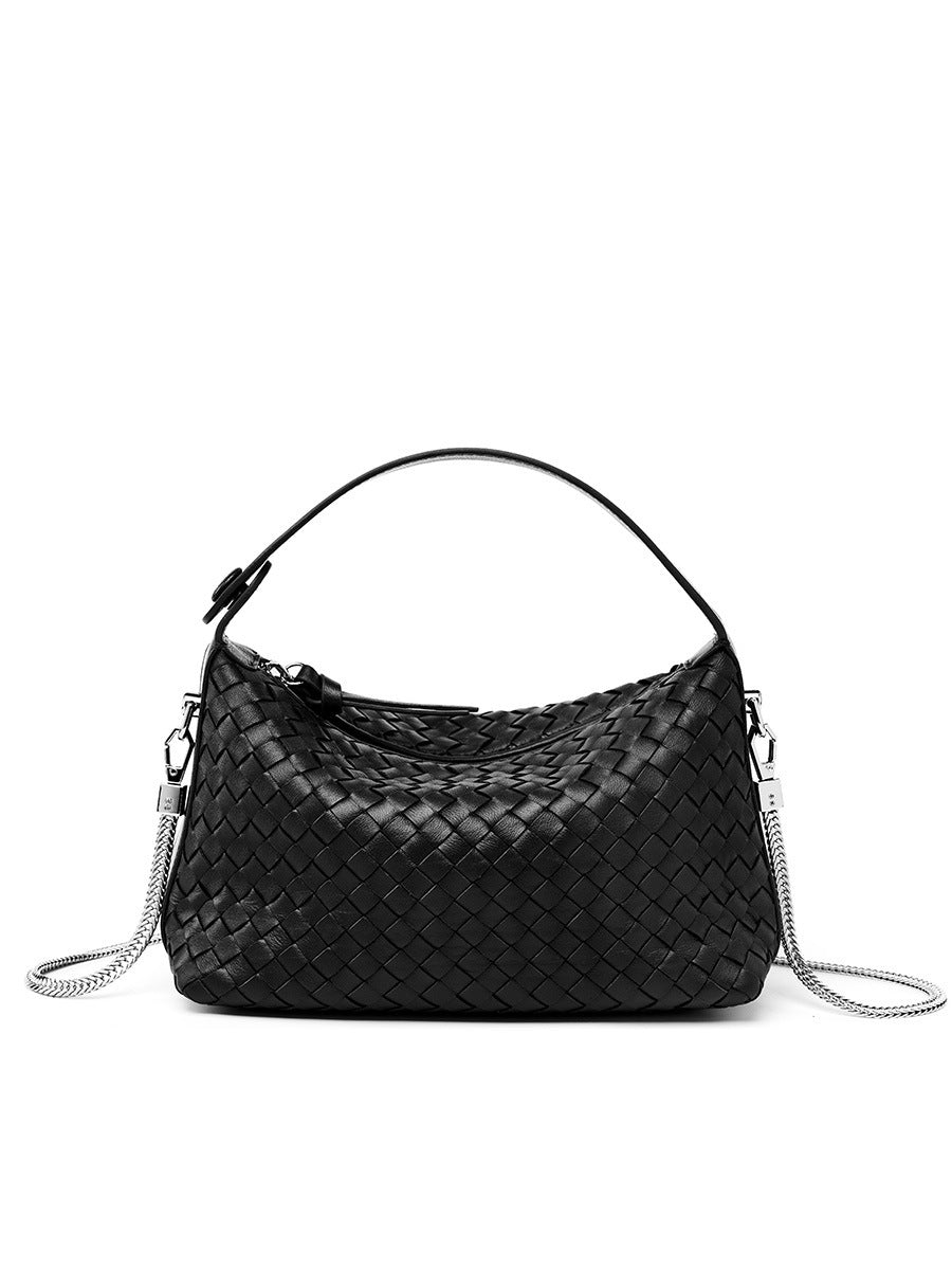 Braided Sheepskin Leather Pillow Bag