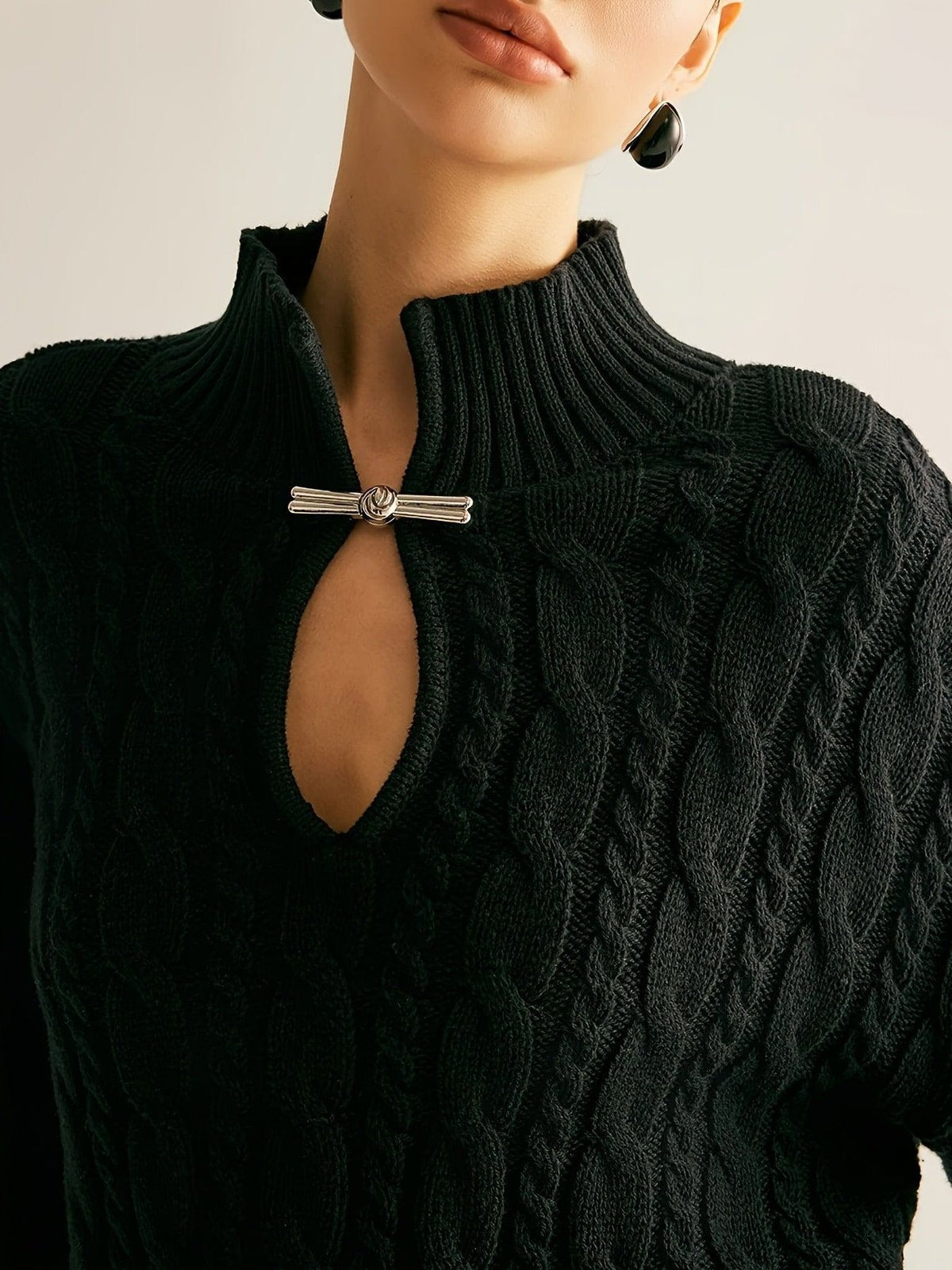 Cable Knit Cut Out Sweater