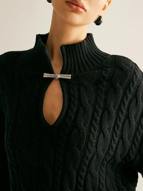 Cable Knit Cut Out Sweater