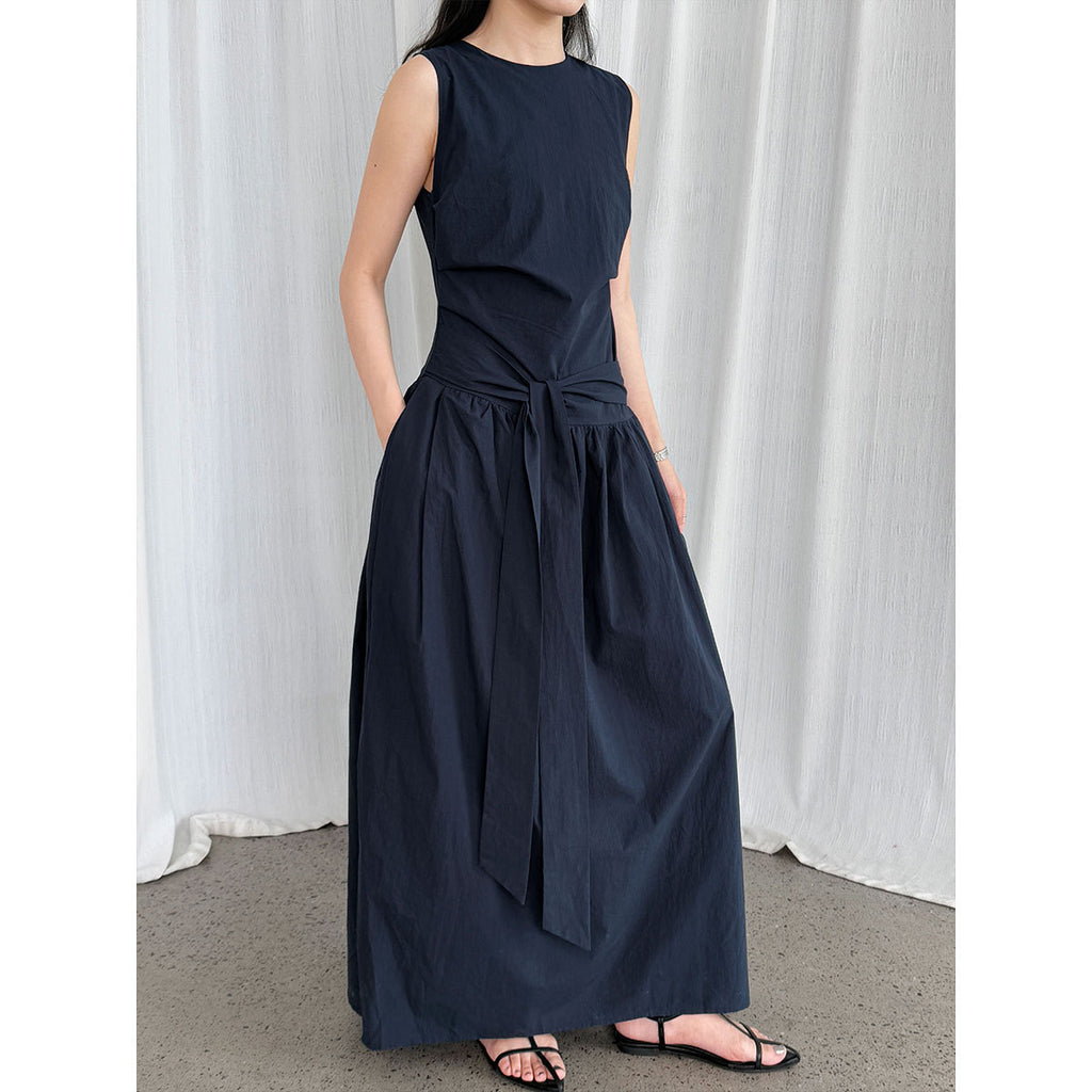 Sleeveless Tie Waist Maxi Dress