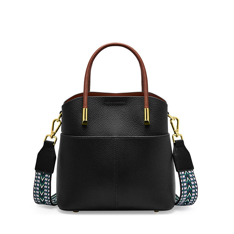 Soft Cowhide Leather Bucket Bag