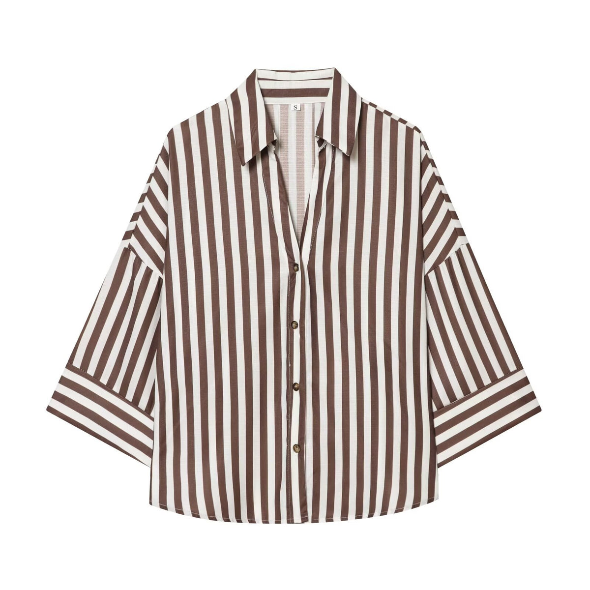 Wide-Sleeve Button-Front Relaxed Shirt