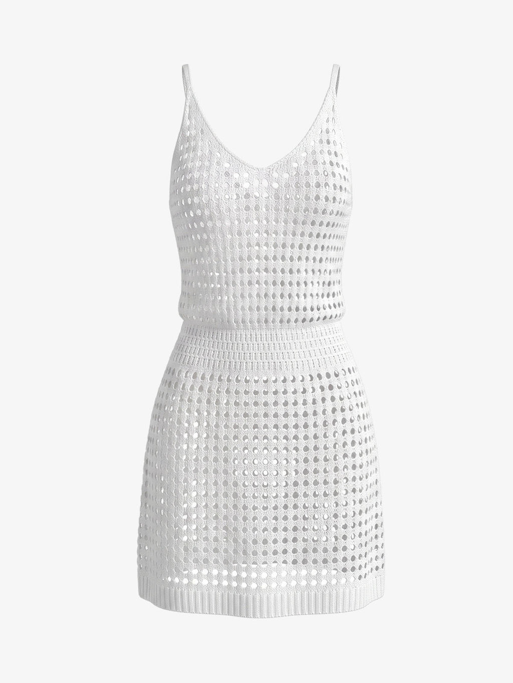 White Crochet Knit Two Piece Set
