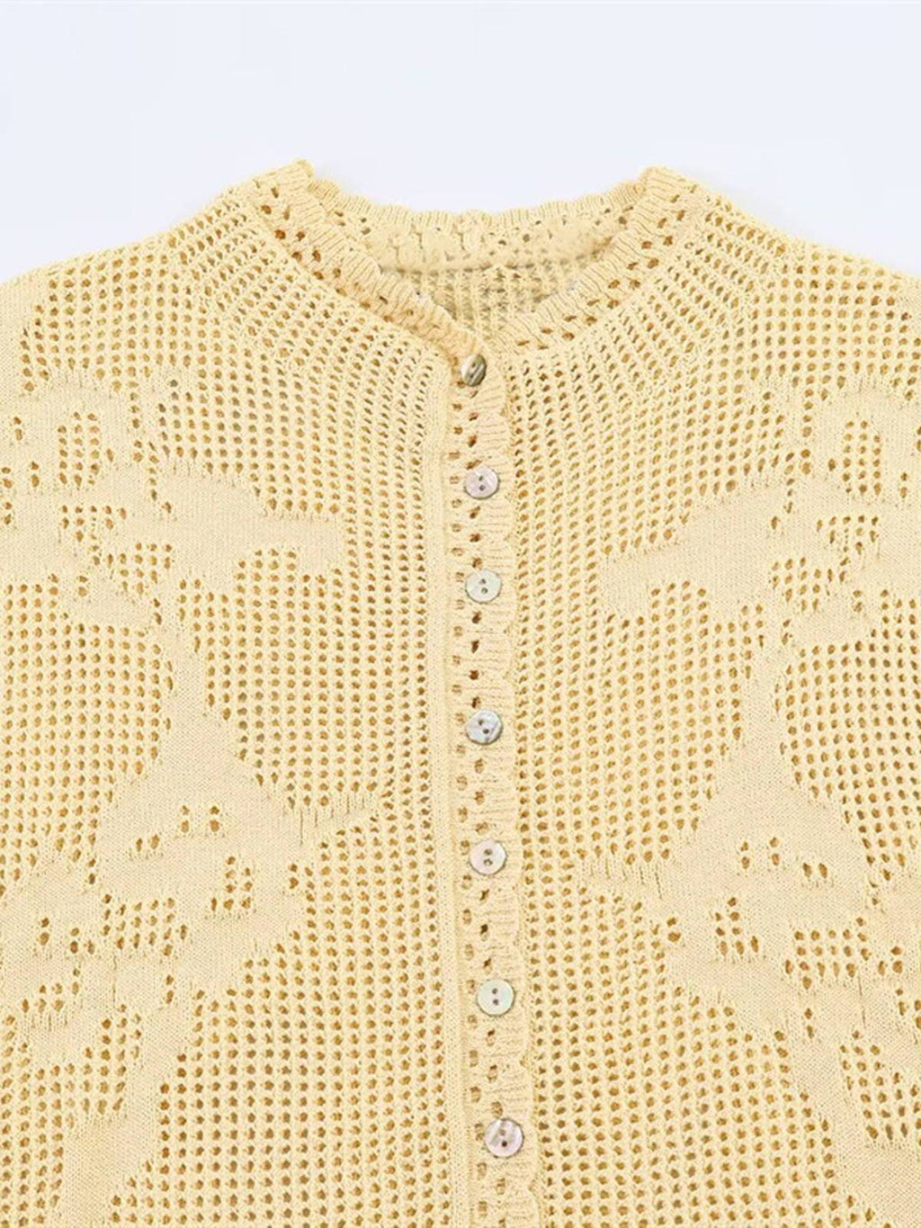 Floral Openwork Knit Top