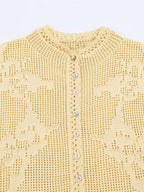 Floral Openwork Knit Top