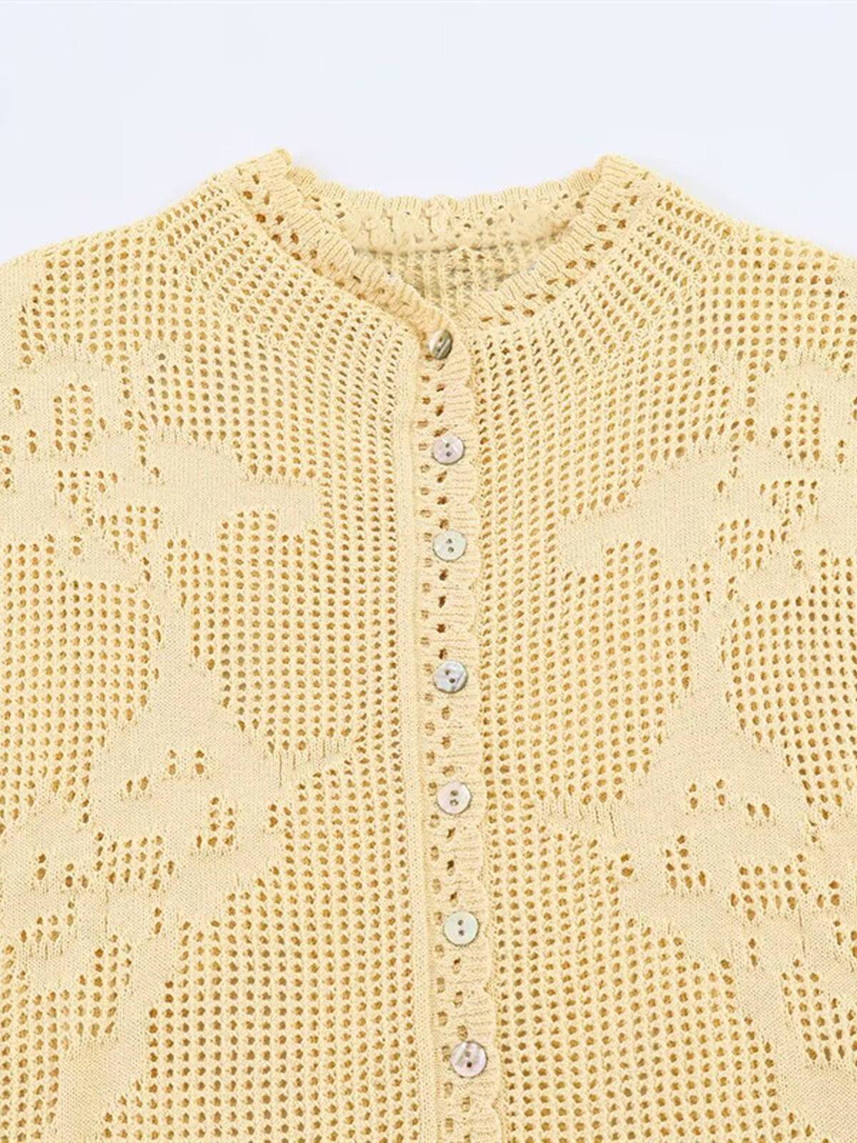 Floral Openwork Knit Top