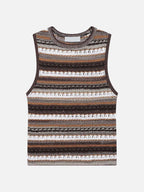 Striped Knit Sleeveless Tank Top