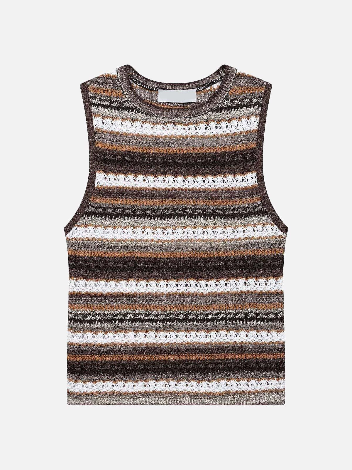 Striped Knit Sleeveless Tank Top