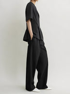 Split-Neck Cotton Tailored Blouse