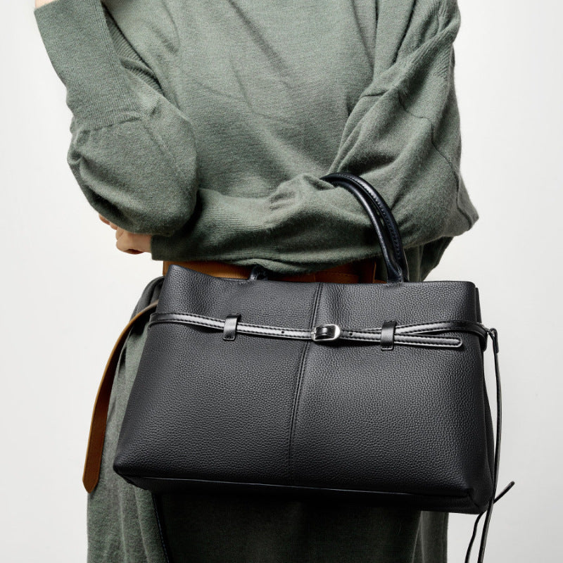 Structured Cowhide Leather Top Handle Bag