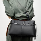 Structured Cowhide Leather Top Handle Bag