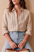 The Tomboy Shirt In Multi-Stripe Linen
