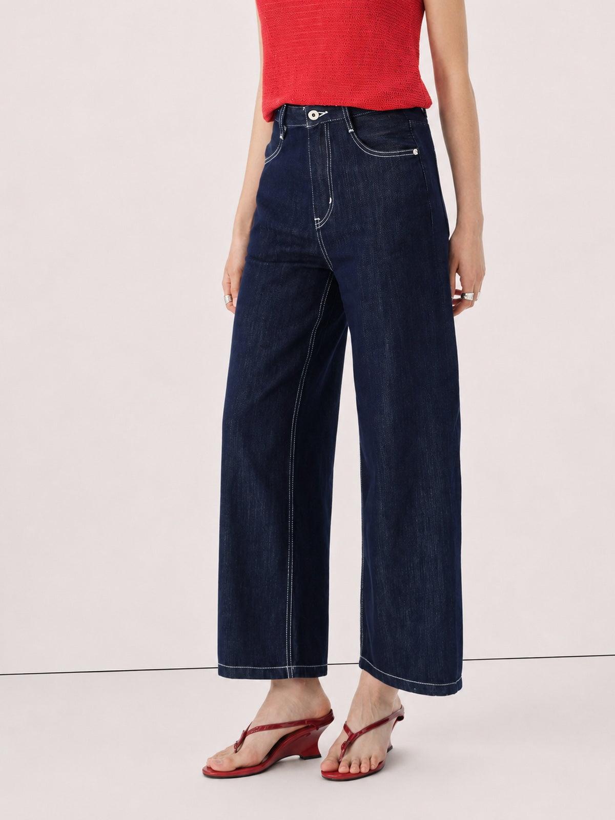 Cropped Straight-Leg Lyocell Jeans
