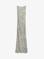 Xiangyun Silk Pastel Floral Draped Maxi Dress