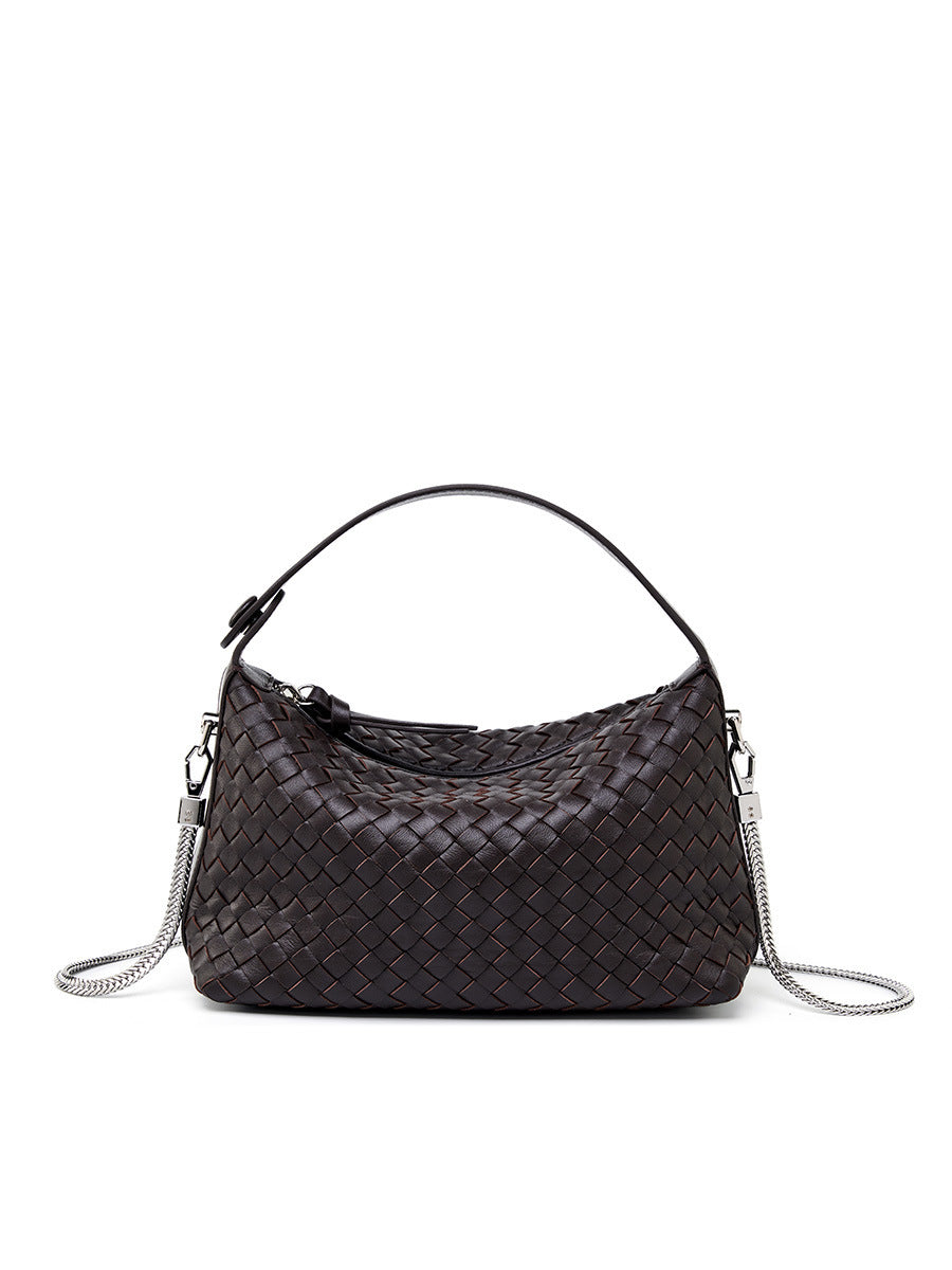 Braided Sheepskin Leather Pillow Bag