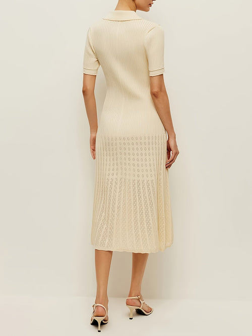 Collared Knit Button Down Midi Dress