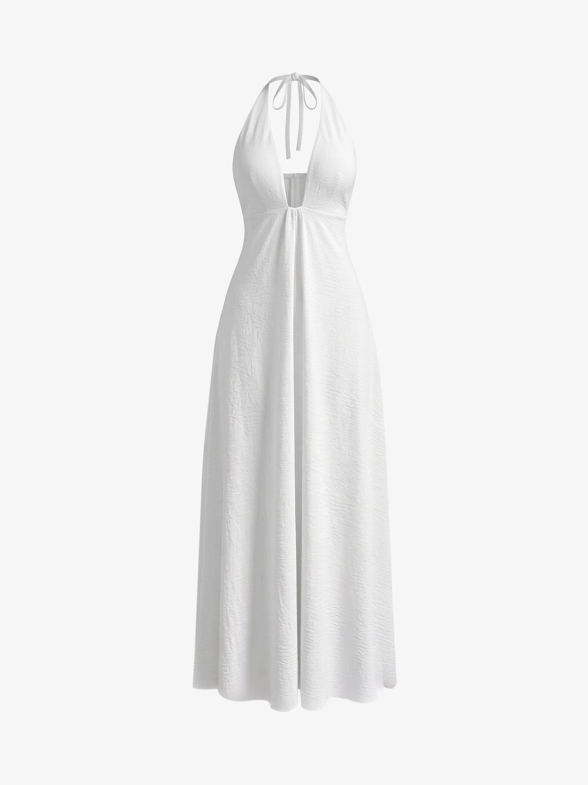 Halter Neck Maxi Dress – Linen Blend Flowy Lightweight Adjustable Back Tie Summer Dress