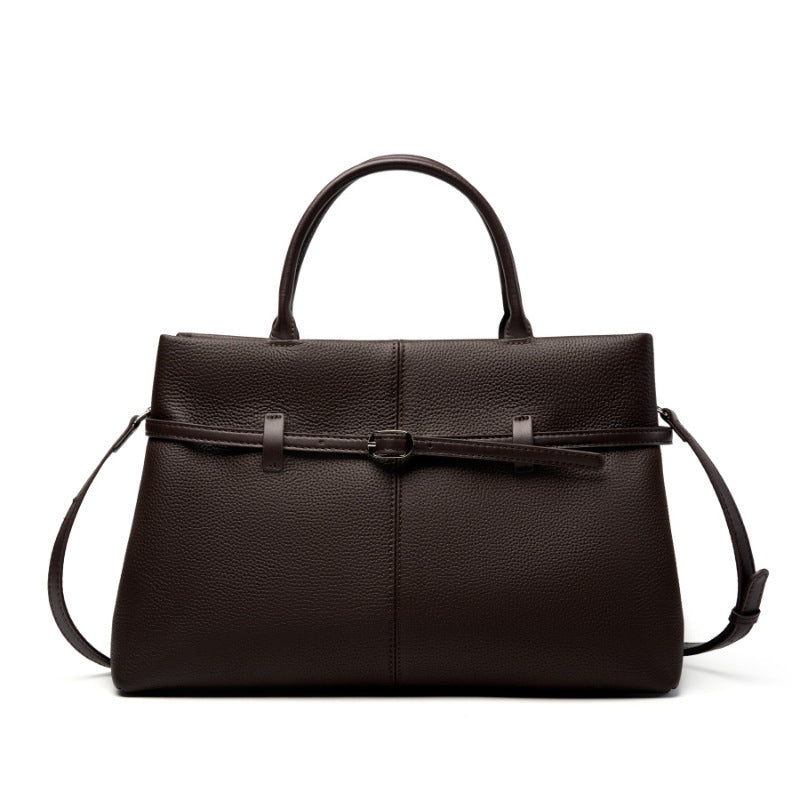Structured Cowhide Leather Top Handle Bag