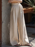 Linens Wide Leg High Waist Pants Women Summer Casual Loose Flowy Trousers
