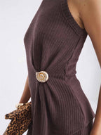 Brown Knit Two Piece Set