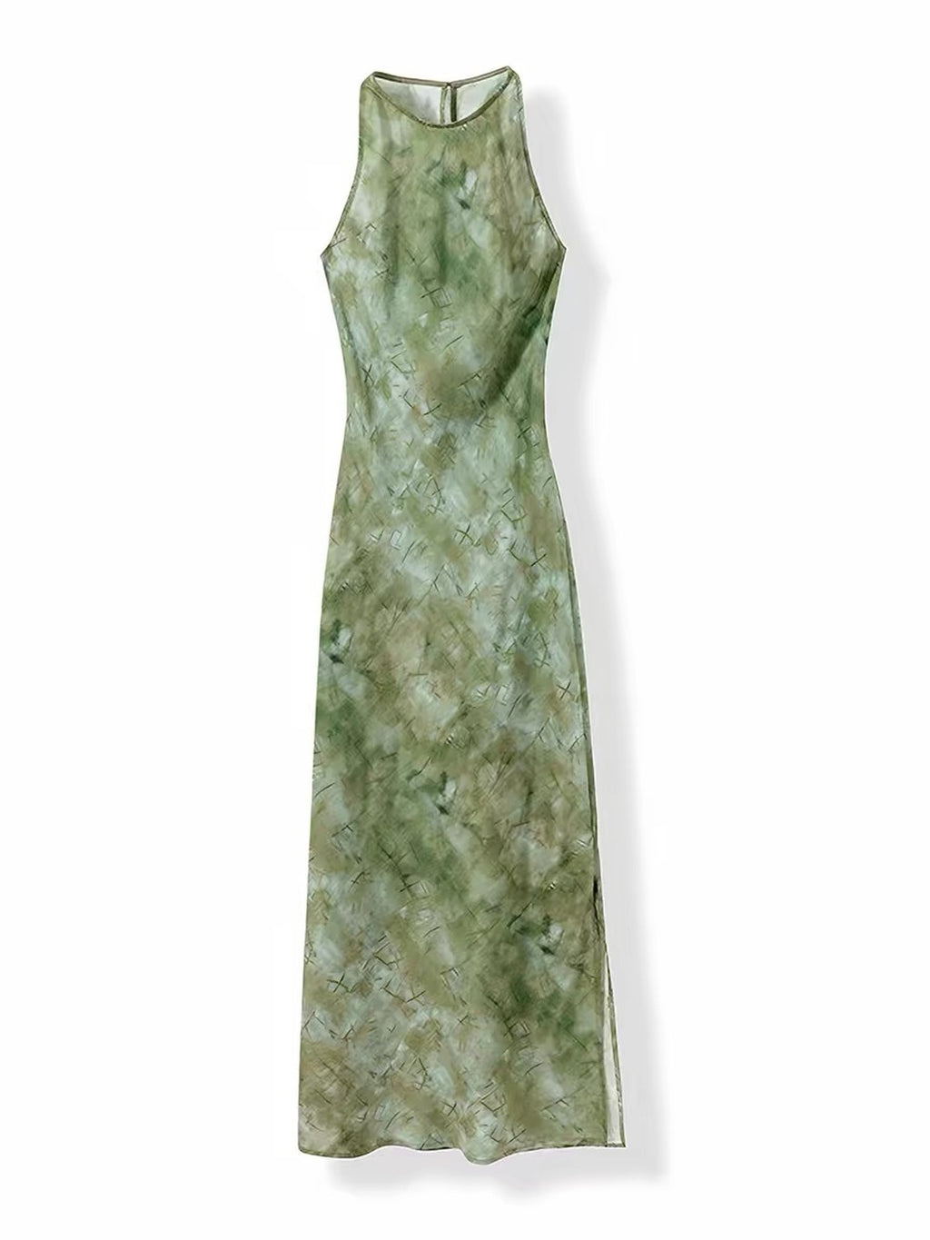 Abstract Print Sleeveless Maxi Dress
