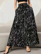 Pantalon large taille haute