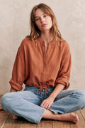 The Léa Top In Terracotta Textured Cotton