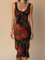 Vestido vintage sin mangas con estampado floral