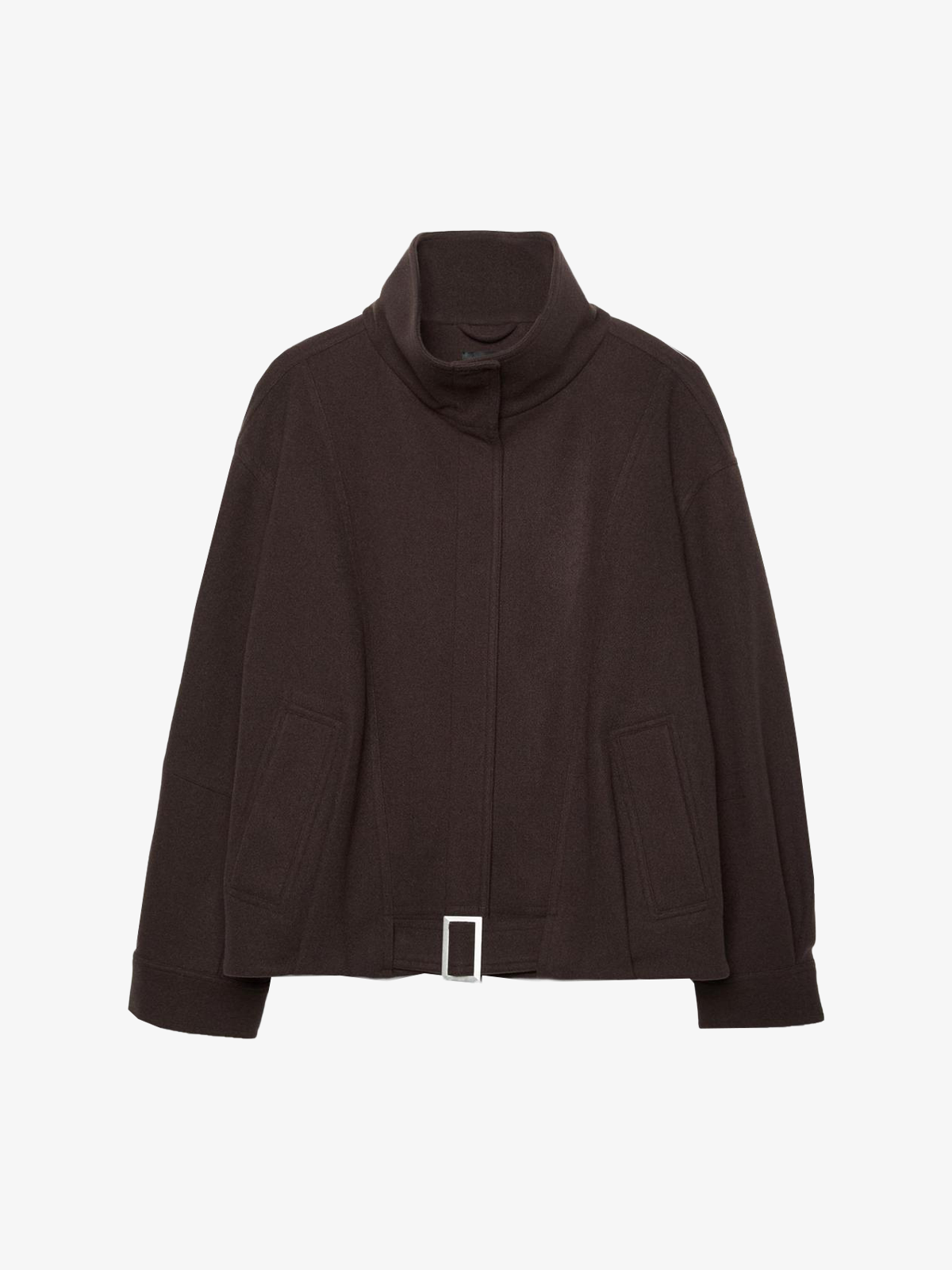 Belted High-Neck Cocoon Jacket
