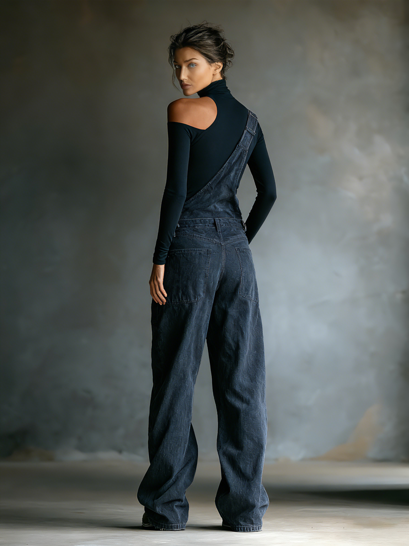 Relaxed Fit Denim Wide Leg Overalls