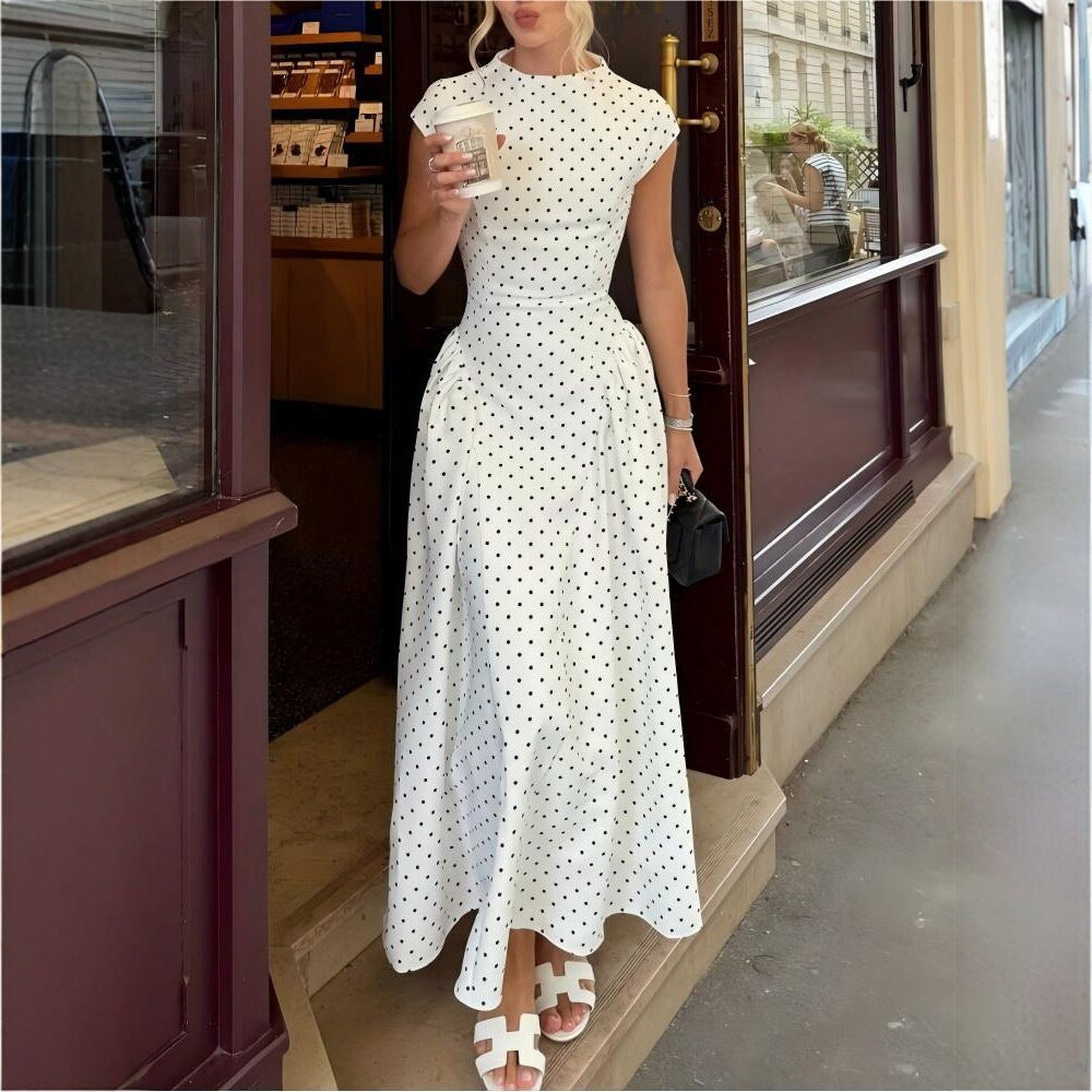 Polka Dot Fitted Maxi Dress