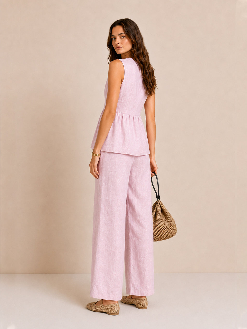 Linen Ruffled Two-Piece Set