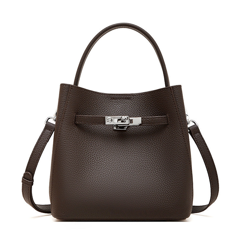Cowhide Leather Bucket Bag