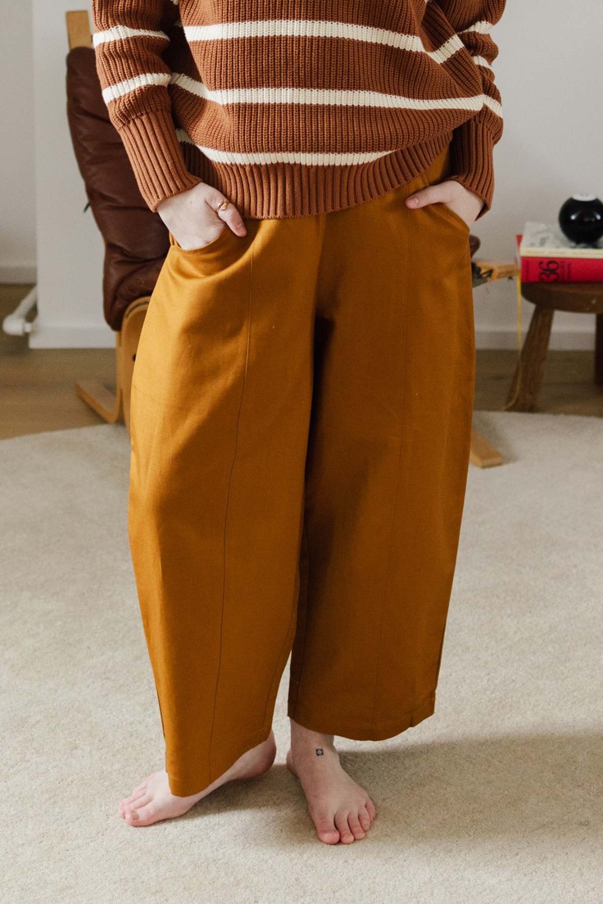 Cotton Blend Track Pants with Side Stripes - Comfortable Wide Leg Joggers for Casual Wear