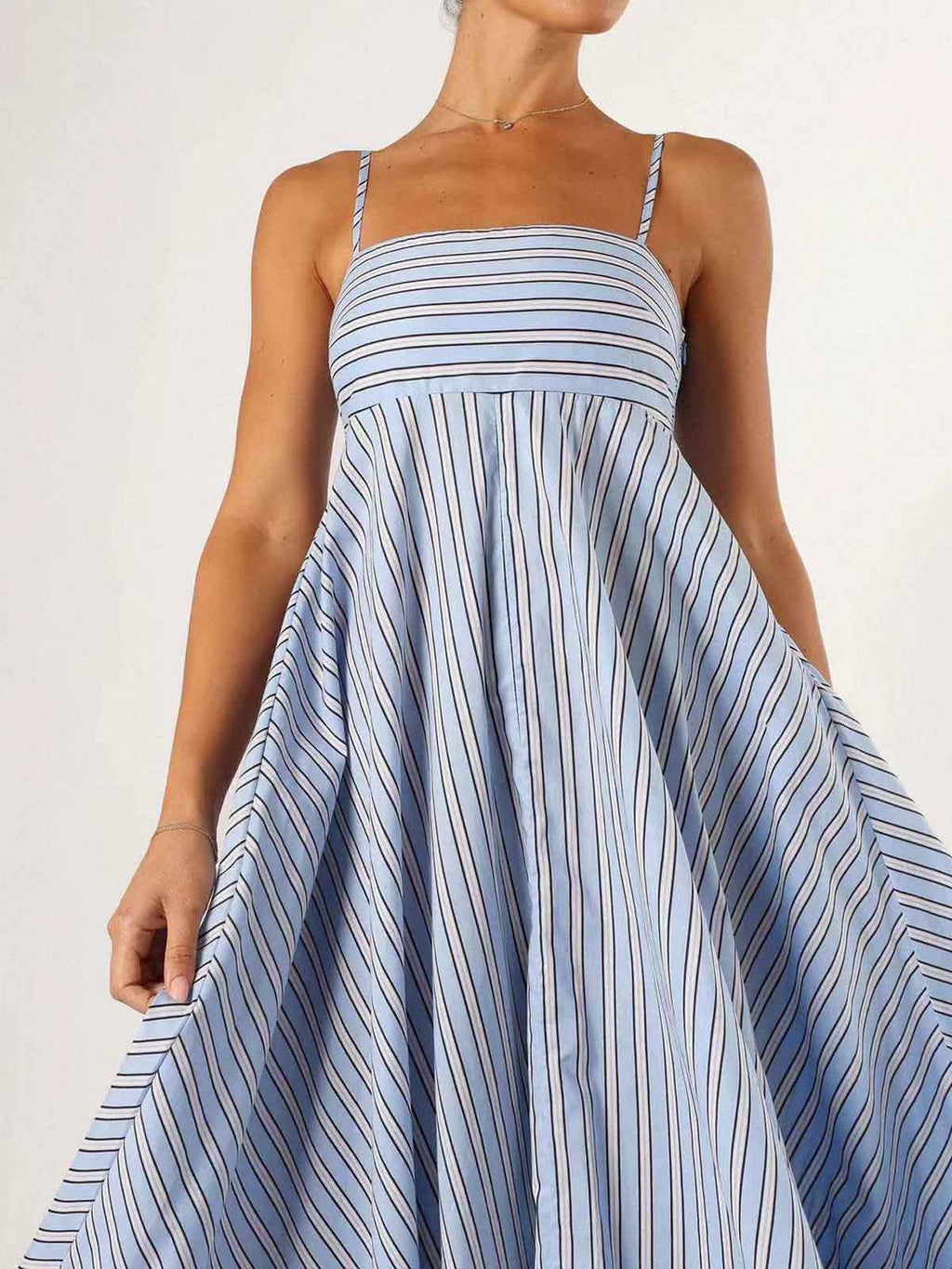 Striped Print Strapless Camisole Maxi Dress