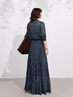 Belted Plaid Shirt Maxi Dress