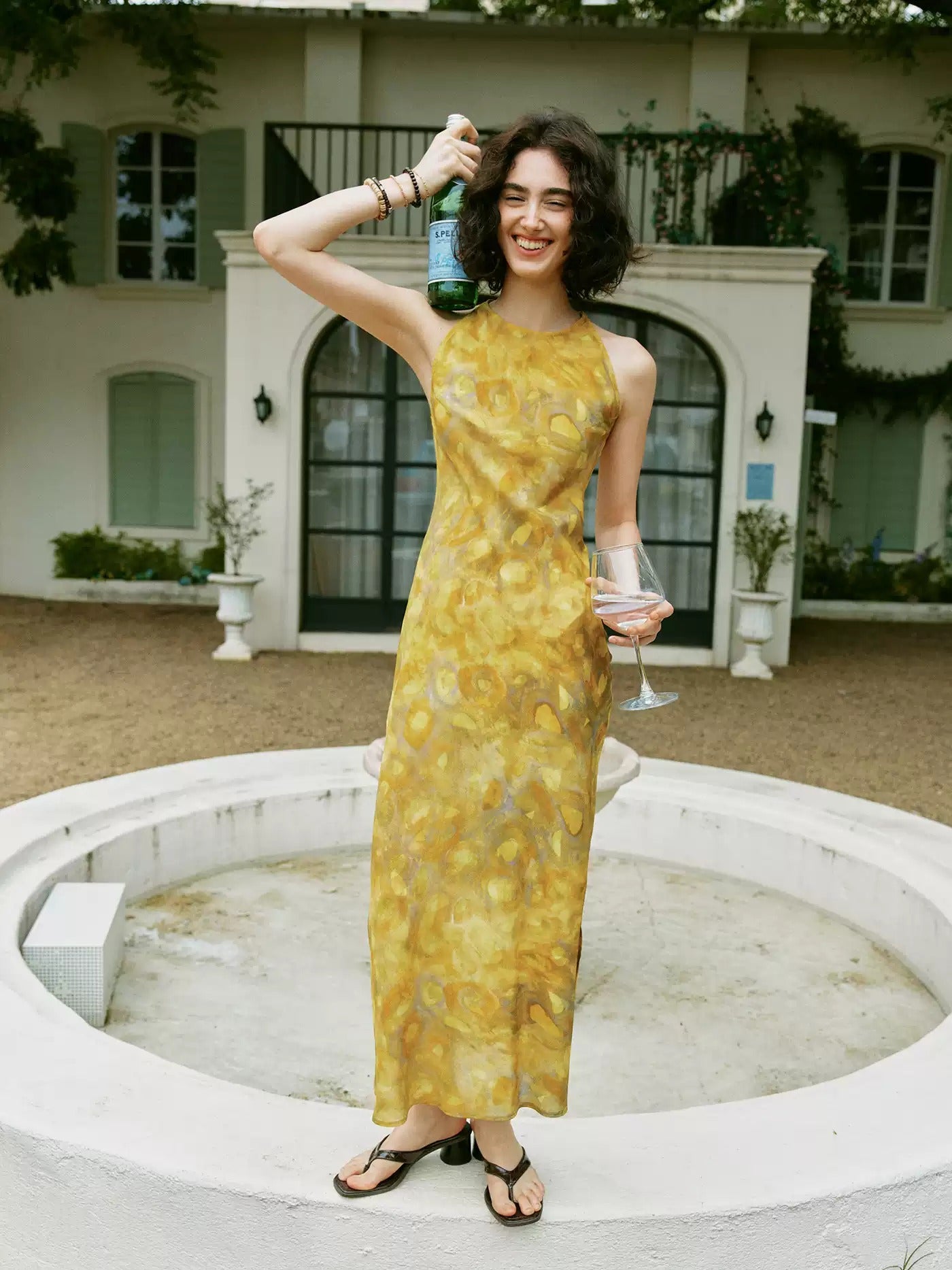 Silk Print Sleeveless Maxi Dress