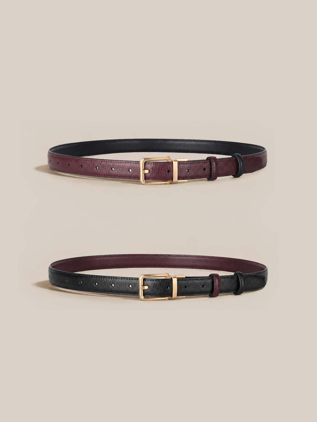 Reversible Rotating Buckle Leather Belt