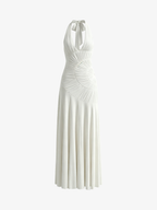 Deep V-Neck Backless Halter Neck Sleeveless Dress