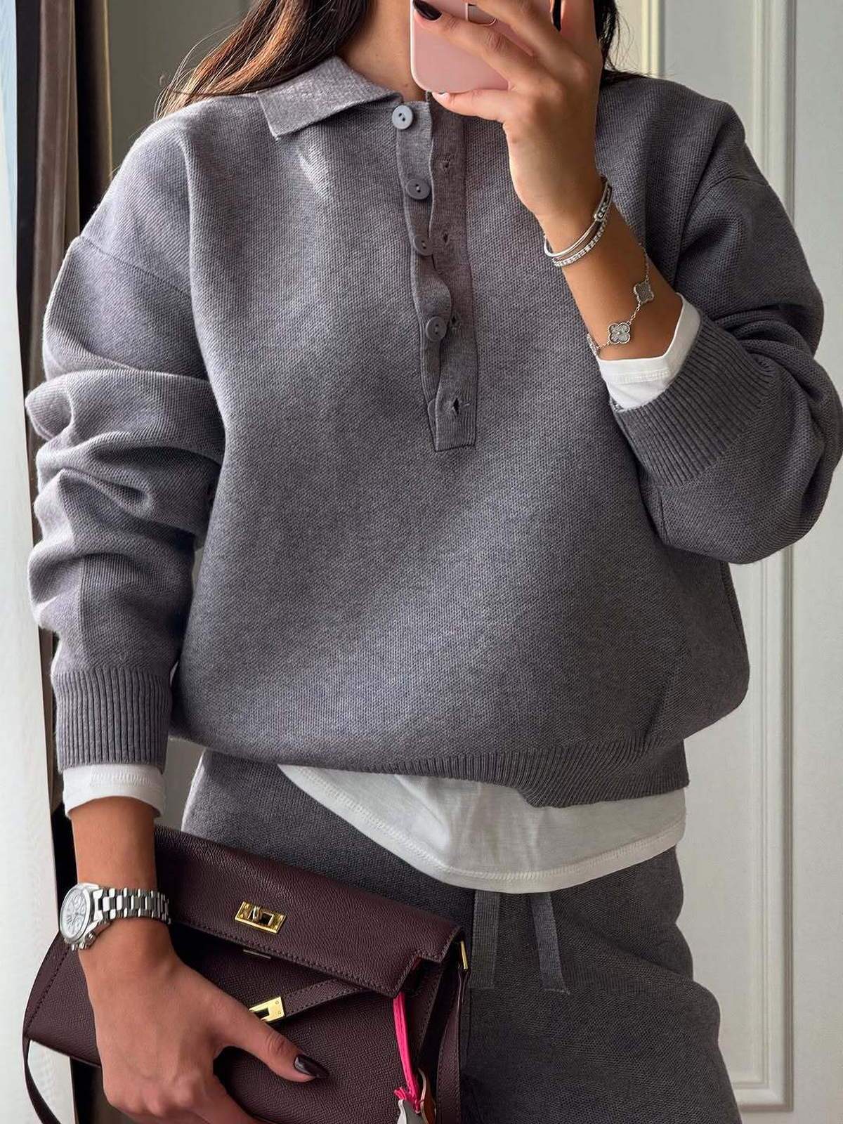 Collared cotton Trouser Set