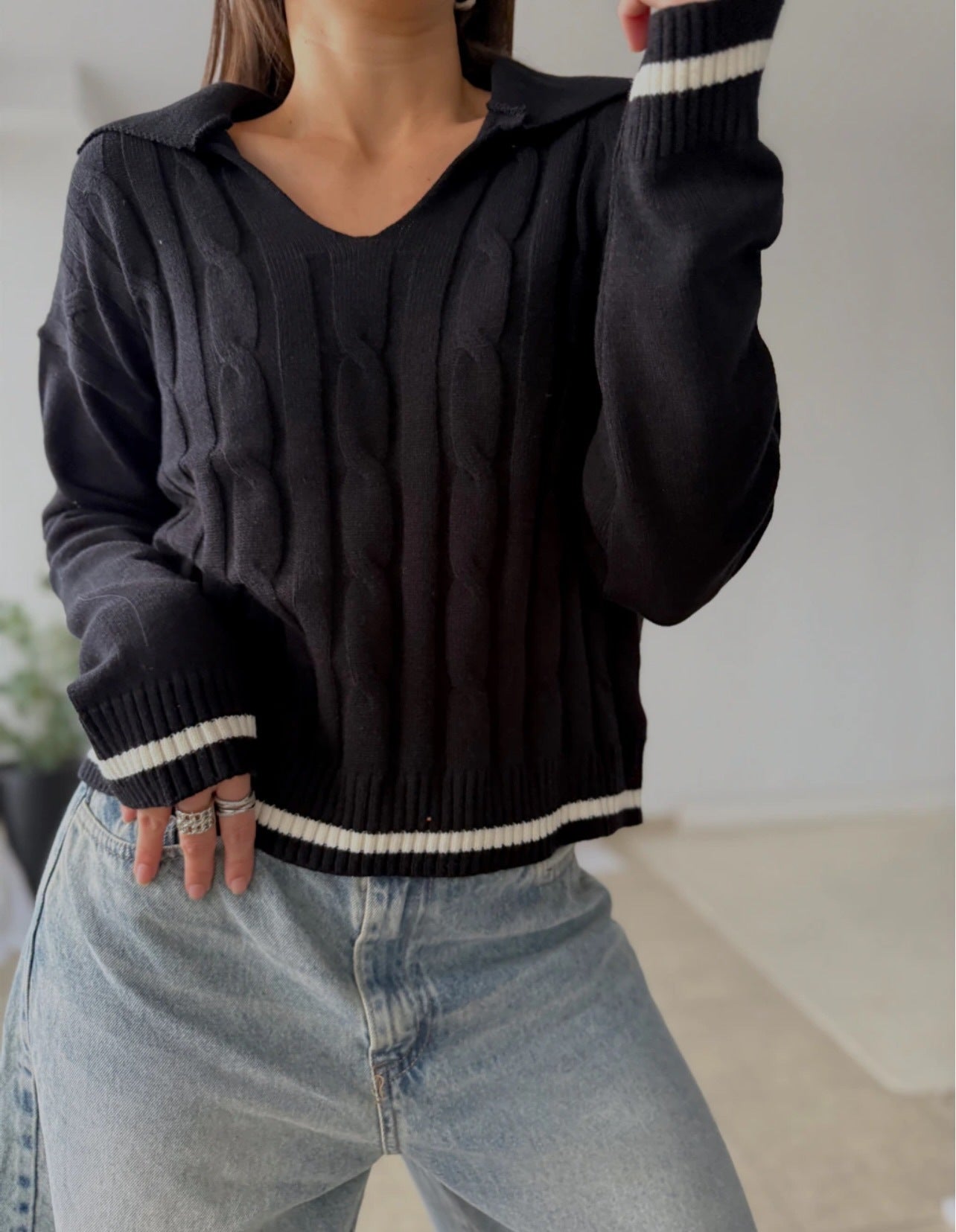 Collared Knit Sweater