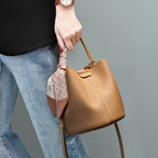 Cowhide Leather Bucket Bag