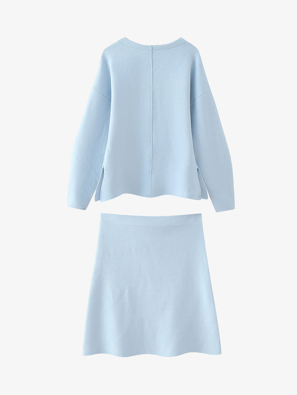 Light Blue Oversized Cropped Knit Sweater
