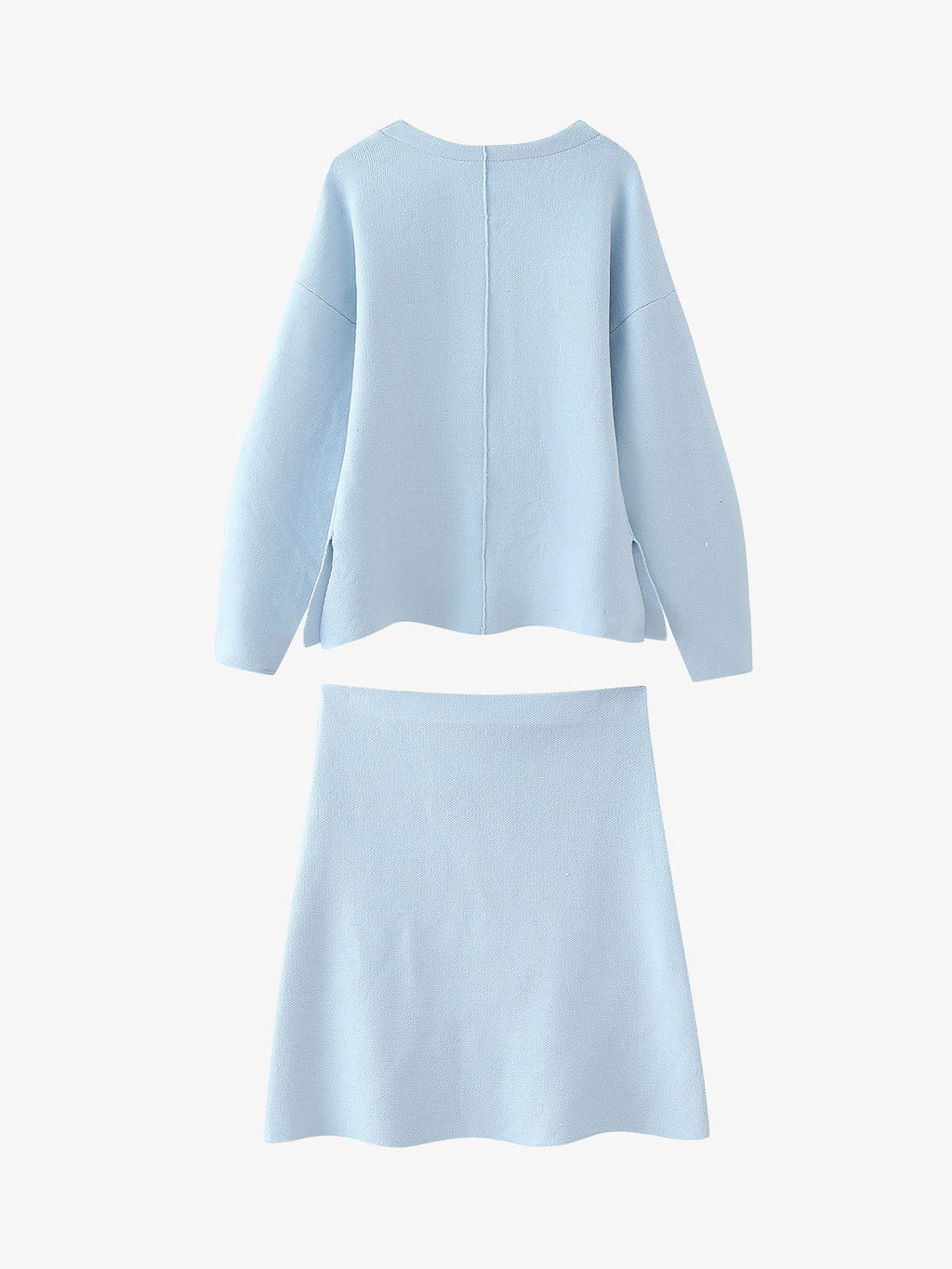 Light Blue Cropped Knit Sweater Set