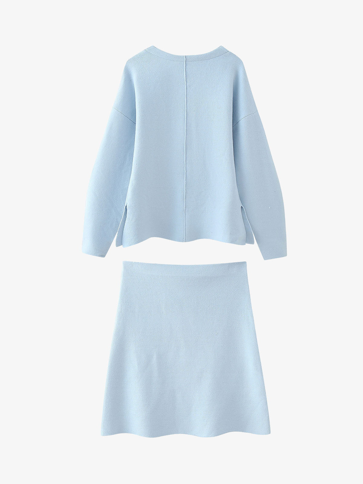 Light Blue Cropped Knit Sweater Set