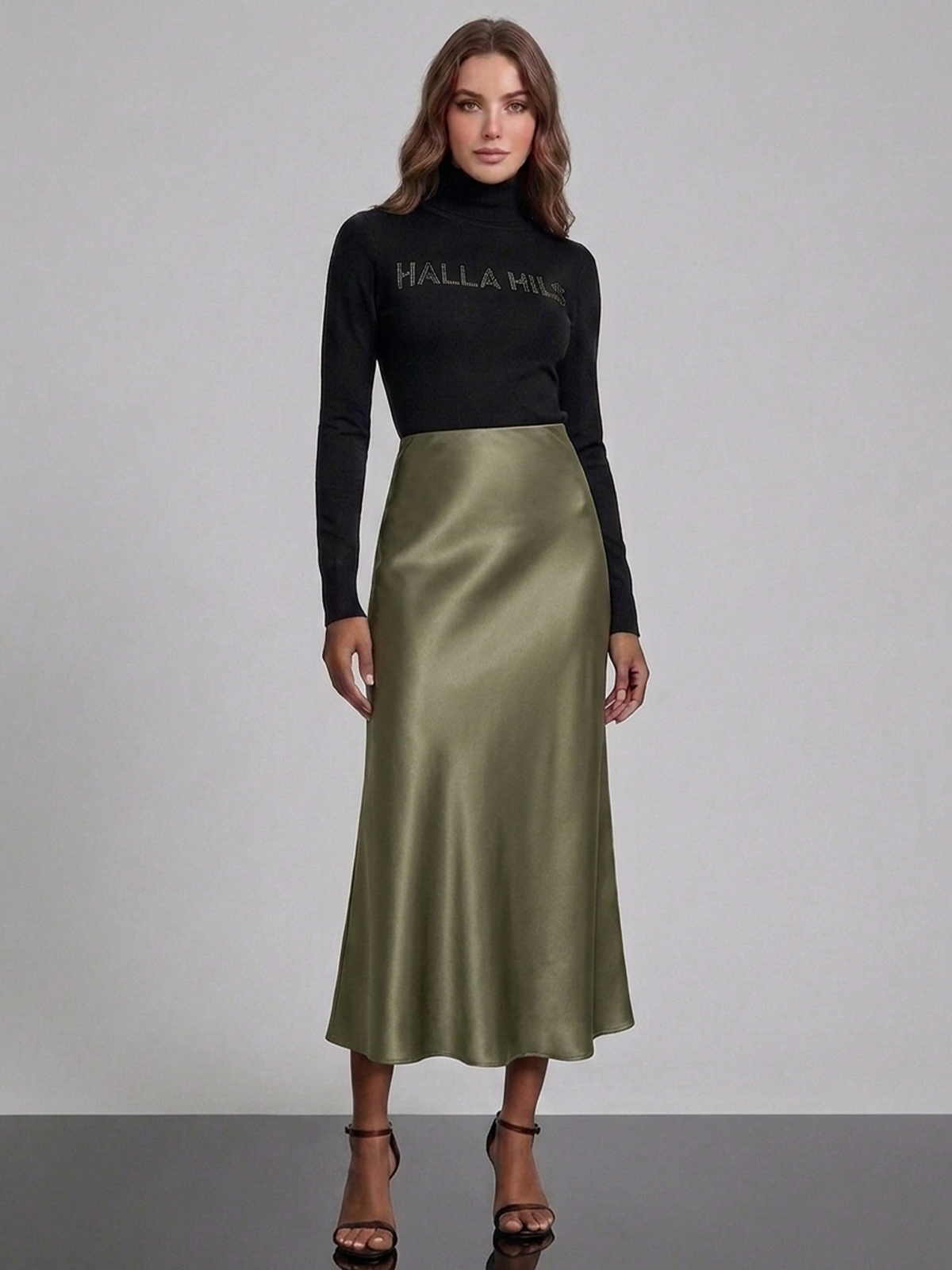 Silky Satin Midi Skirt